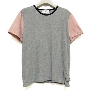 STILL BY HAND スティルバイハンド ★ Tシャツ カットソー 46 袖 切替 トップス 配色 メンズ シンプル デザイン ポケT 杢グレー×ピンク系