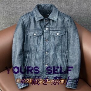 レザージャケット 牛革 シングルライダース 本革 革ジャン カウハイド カーコート バイクジャケット メンズファッション S～5XL