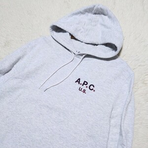 【1円〜】A.P.C. アーペーセー ロゴパーカー ライトグレー 胸ロゴ A.P.C. U.S. Mサイズ フード APC