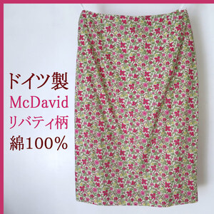 ドイツ製★Mc David★リバティ柄のタイトスカート★タナローン コットン 綿 リバティ・プリント 小花 フラワー ピンク マックデイビッド