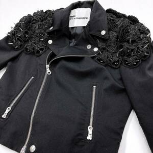 スタッズ フリル 立体 装飾 Noir Kei Ninomiya 14SS ボリューム ダブル ライダース 黒 M コムデギャルソン 花 ジャケット archive 2070242