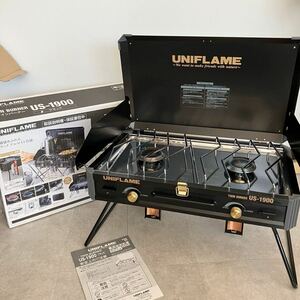 ●希少品【ブラックカラー】UNIFLAME ユニフレーム US-1900 ツインバーナー/コンロ/日本製/2回のみ使用/箱付き/状態良好/