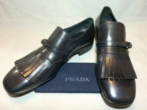 新品 プラダ コレクション レザー ドレス シューズ 黒 本革 靴 PRADA ブラック