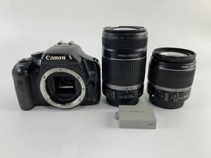 1000円~■★動作未確認★レンズに難あり Canon EOS Kiss X2 デジタル一眼レフカメラ 18-55mm 55-250mm★okoy2710628-16★t9426