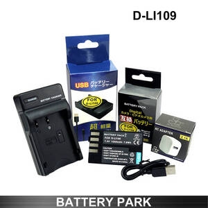 ペンタックス　D-LI109 互換バッテリーと互換充電器 D-BC109 / KBC-109J 2.1A高速ACアダプター付 K-r K-30 K-50 K-70 K-S1 K-S2