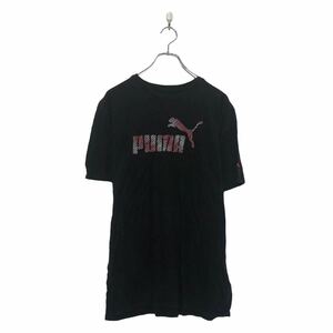 PUMA 半袖 ロゴ Tシャツ M ブラック プーマ プリント クルーネック 古着卸 アメリカ仕入 a604-6636