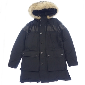 中古◆モンクレール ダウンコート VOUS PRESENTE ブラック メンズ サイズ3 ファー付き MONCLER【AFA1】