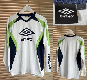 【激安1点のみ 国内正規品】UMBRO アンブロ ポリエステル プラクティスシャツ 長袖 シャツ L デサント製 ホワイト系 サッカー フットサル