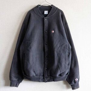 【雰囲気抜群】CHAMPION【90s REVERSE WEAVE スナップ カーディガン】L USA製 リバースウィーブ ブラック チャンピオン u2407136