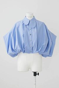 ◇ENFOLD（エンフォルド）　2024プレフォール WASHABLE BALLOON CROPPED SHIRT　バルーンシャツ　ブルー　38サイズ　匿名配送　送料無料◇