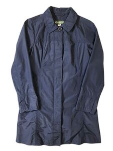 (D) Eddie Bauer エディーバウアー コットン ナイロン ステンカラーコート S ネイビー ロングコート (ma)