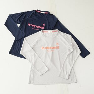 ◇527817 le coq sportif ルコック 長袖Tシャツ マルチトレーニングウェア 2着セット スポーツ サイズM レディース ネイビー ライトグレー