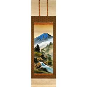 西尾利明　日展入選作家　富士山水　肉筆保証　新品　掛け軸 