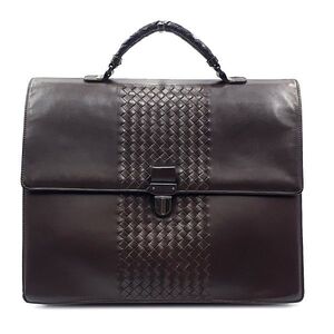 ボッテガヴェネタ BOTTEGA VENETA ビジネスバッグ ブリーフケース ハンドバッグ 鞄 イントレチャート レザー ダークブラウン 01-24091503-Z