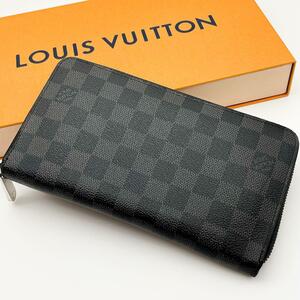 【極美品】ルイヴィトン LOUIS VUITTON ダミエグラフィット ジッピー オーガナイザー 長財布 ブラック ラウンドファスナー メンズ 黒