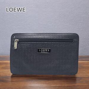 LOEWE ポーチ 薄型 レザー ブラック