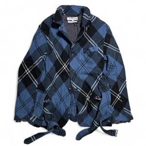 ウール縮絨 バイアス タータンチェック ジャケット COMME des GARCONS SHIRT シャツ Garment Boiled Wool Bias Tartan Jacket 94AW 1994AW