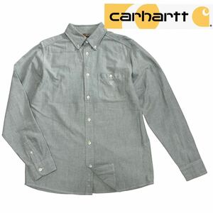 良品■Carhartt カーハート■ボタンダウン オックスフォード 刺繍 シャツ S グリーン BD ワンポイント刺繍 長袖