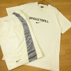 ◎NIKE Basketball ナイキ バスケ M 上下セット◆ジャージ 半袖Tシャツ&ハーフパンツ DRI-FIT バスパン◆メンズ 白◆B4482