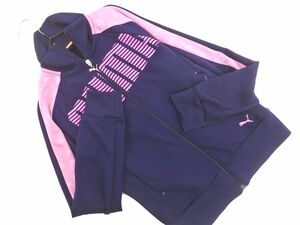 PUMA プーマ ロゴ プリント トラック ジャケット sizeS/紺ｘピンク ◇■ ☆ dkc7 レディース