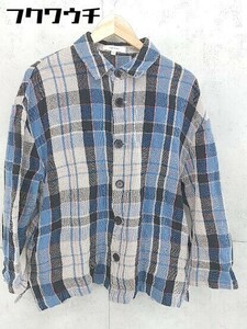 ◇ MOUSSY マウジー チェック 長袖 ジャケット シャツ サイズF ブルー グレー レディース
