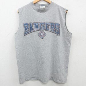 XL/古着 アディダス adidas ビンテージ Tシャツ メンズ 00s MLB テキサスレンジャーズ クルーネック グレー 霜降り メジャーリーグ ベ