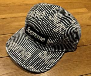 Supreme Denim Camp Cap Stripe シュプリーム デニム キャンプ キャップ ストライプ ネイビー NAVY BOX LOGO ボックス ロゴ