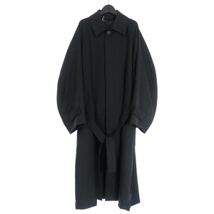 ブランワイエム BLANC YM 23AW Side Inverted Pleats Long Coat バルカラーコート S ブルーブラック 黒 L-23A-SIPC メンズ