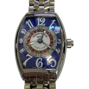 【中古品】FRANCK MULLER フランクミュラー ヴェガス 5850 VEGAS ルーレット ネイビー ギョーシェ彫り文字盤 自動巻き 腕時計 L69955RE