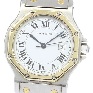 カルティエ CARTIER サントスオクタゴンLM YGベゼル デイト 自動巻き メンズ _834847