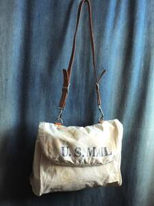 50sビンテージUSA1950年代US MAIL BAGキャンバスメールバッグUSPS肉厚ダック地レザーストラップ鞄カバン郵便ショルダーバッグ30s40s革RRL綿