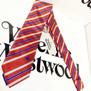 送料込●新品●価19800円Vivienne Westwood イタリア製 ネクタイ 赤青B シルク100% 剣先8.5㎝ ヴィヴィアンウエストウッド ビビアン