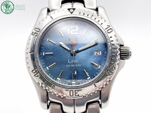 2405604318　＃ 1円～！ TAG HEUER タグホイヤー WT121L LINK リンク クォーツ QZ 3針 デイト 腕時計 ブルーシェル文字盤 純正ベルト