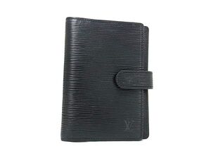 1円 ■美品■ LOUIS VUITTON ルイヴィトン R20052 エピ アジェンダPM 6穴式 手帳カバー スケジュール帳 アドレス帳 ブラック系 FL3022