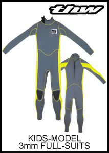 3㎜フルスーツ/子供用ウェットスーツ☆95-150ｃｍ対応　【最新☆快適ストレッチ素材】　2　thw wetsuits　サーフィン/キッズウェットスーツ