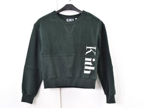 1265-24Y0125★KITH NYC キスニューヨークシティ★キッズ 140 L (10-12歳）グリーン ロゴ刺繍トレーナー 長袖 緑