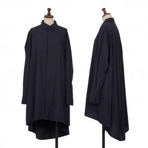 レギュレーション ヨウジヤマモトREGULATION yohji yamamoto コットン比翼ボタンロングシャツ 紺2