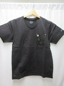 ◎極美品　ショット　schott コンチョ付きポケットレザー　Tシャツ　黒　サイズS