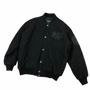 ※H760-15 AVIREX LEATHER アヴィレックス スタジャン VARSITY JACKET ブルゾン ジャンバー 黒系 メンズ M アビレックス 