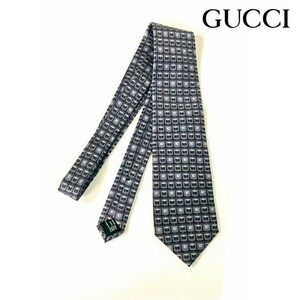 【中古】Gucci グッチ ネクタイ シルク製 グレー系