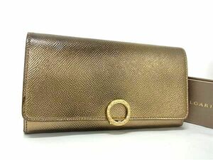 1円 BVLGARI ブルガリブルガリ レザー 二つ折り 長財布 ウォレット 小銭入れ 札入れ カード入れ ゴールド系 FB9038