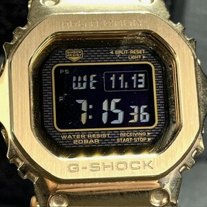 美品 CASIO G-SHOCK カシオ Gショック GMW-B5000GD-9JF 電波ソーラー 腕時計 デジタル フルメタル Bluetooth メンズ ゴールド カレンダー