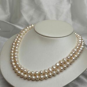 本真珠ネックレス8-9mm 2連　40cm jewelry necklace Pearl パールネックレス