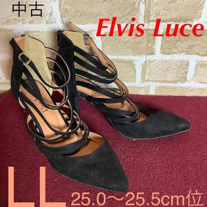 【売り切り!送料無料!】A-275 Elvis Luce!グラディエーターパンプス!黒!LL 25.0cm〜25.5cm位!バックチャックあり!中古!