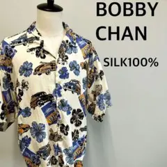 アロハシャツBOBBY CHANベージュ×柄メンズXXLサイズSILK100％