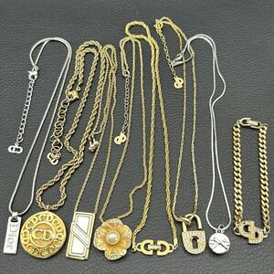 【8点】 Christian Dior クリスチャンディオール ネックレス ブレスレット まとめ売り アクセサリー ラインストーン ヴィンテージ セット品