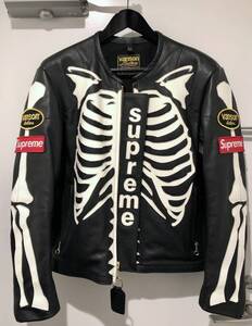 Supreme×Vanson コラボ　Leather Bones Jacket シュプリーム　バンソン　レザー　ボーンジャケット　シングルライダース