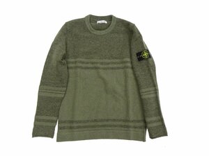 【クリーニング済み】 STONE ISLAND ストーンアイランド ボーダーニット セーター M カーキ メンズ クルーネック 国内正規