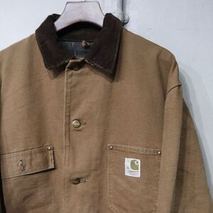 【即決】70s carhartt カーハート ミシガンチョアコート ブラウンダックジャケット プリントタグ USA アメリカ製 古着 ヴィンテージ 44