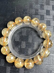 即決 0208f971 天然美品★【45A黄金タイチンルチル】★ブレス 14-14.7mm（新品）